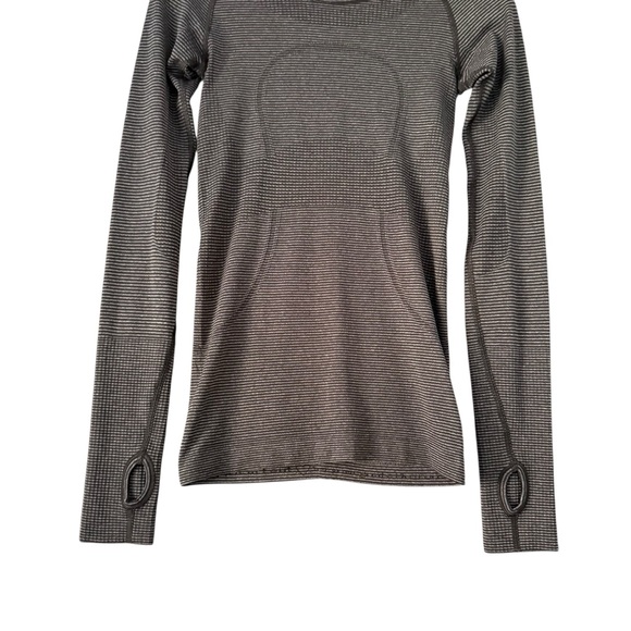 Lululemon | Swiftly Tech Long Sleeve Crew Tonka Stripe Heathered Black Size 2 - Picture 5 of 12